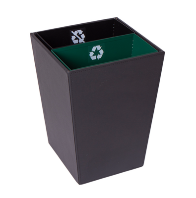  Faux Leather Square Waste Bin with 2 separators